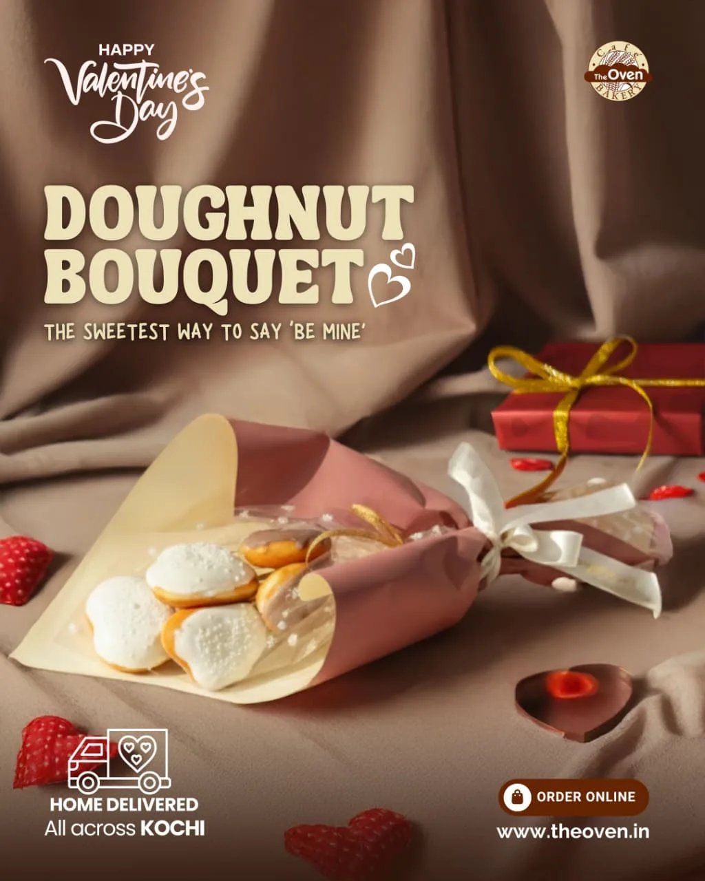The sweetest way to say ‘Be Mine’.🍩💗

Give your Valentine a surprise that speaks straight from the heart. 

Our Doughnut Bouquet is a thoughtful, delicious way to celebrate your favorite person.

Check the link in our bio or visit www.theoven.in to order. 🏠🛵

#TheOven #TheOvenKochi #orderonline #doughnutbouquet 

The Oven Cafe & Bakery | Valentine’s Day 2026 | Valentine Cake in Kochi | Valentine’s Day Gift | Cake Shop Kochi Delivery | Valentine Theme Cake | Heart Shaped Cake | Donut Bouquet
