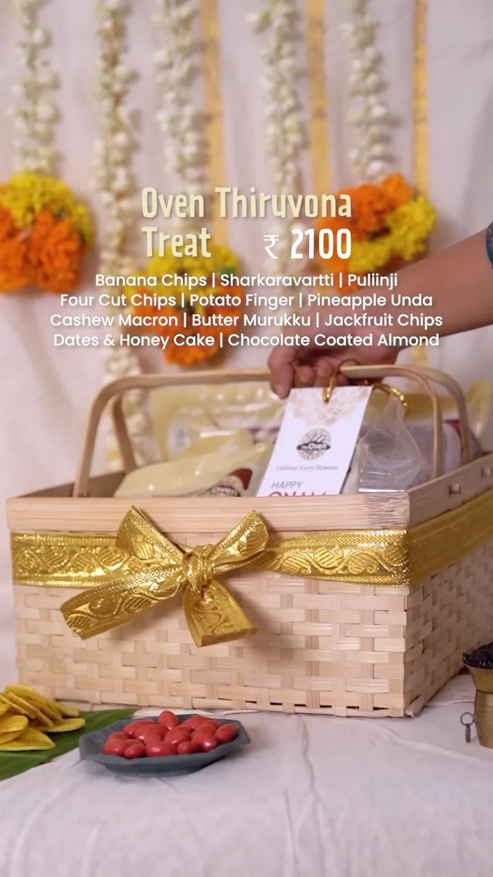 The ultimate hamper for a grand Onam! 👑✨

From classic savory crunchies to rich, decadent bites, the Oven Thiruvona Treat brings together 11 premium flavors, curated for a truly royal Onam.

Banana Chips | Sharkara Varatti | Jackfruit Chips | Four Cut Banana Chips | Puli Inji | Pineapple Unda | Potato Fingers | Butter Murukku | Dates & Honey Cake | Cashew Macrons | Chocolate Coated Almonds

This Onam, gift what’s truly premium.

📞 For Corporate & Bulk Orders: +91 98957 44413

📍 Available at The Oven: DH Road | Marine Drive | Thevara
🌐 Order Online at https://theoven.in/
🛵 Delivered Across Kochi

#theoven #theovenkochi #onamspecial #onamhamper #happyonam 

The Oven Cafe & Bakery | Onam Hamper 2026 | Corporate Onam Hamper Order | Premium Hampers | Kerala Onam Delicacies | Cake Shop Kochi Delivery