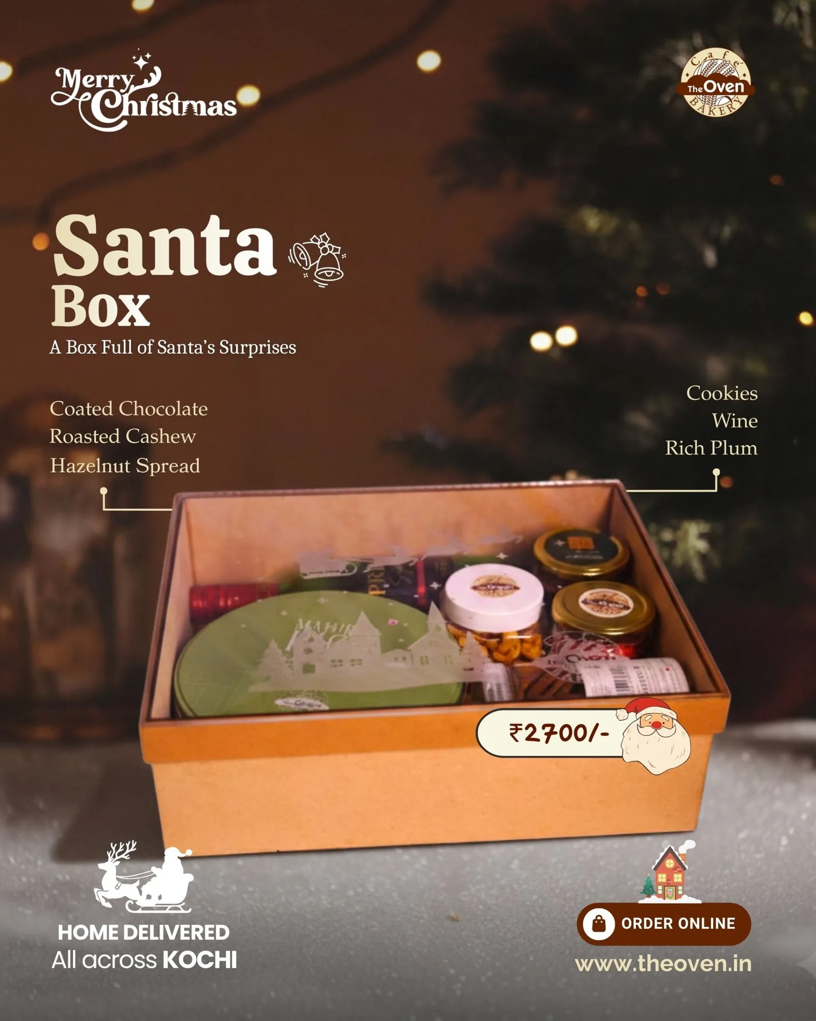 Everything you need for a cozy Christmas evening is right here. 🎄✨

Indulge in a curated mix of flavors, from sweet Coated Chocolates to savory Roasted Cashews and a traditional Rich Plum Cake. 😋🌟

Whether you are hosting a party or sending a gift, the ‘Santa Box’ is the ultimate crowd-pleaser. 🎁❤️

Order now at www.theoven.in to have this bundle of joy delivered across Kochi. 🛵🏠

#TheOven #TheOvenKochi #christmashampers2025 #christmas2025 #christmashampers #christmascake #kochi #ernakulam #PlumCake #ChristmasSpecial #orderonline