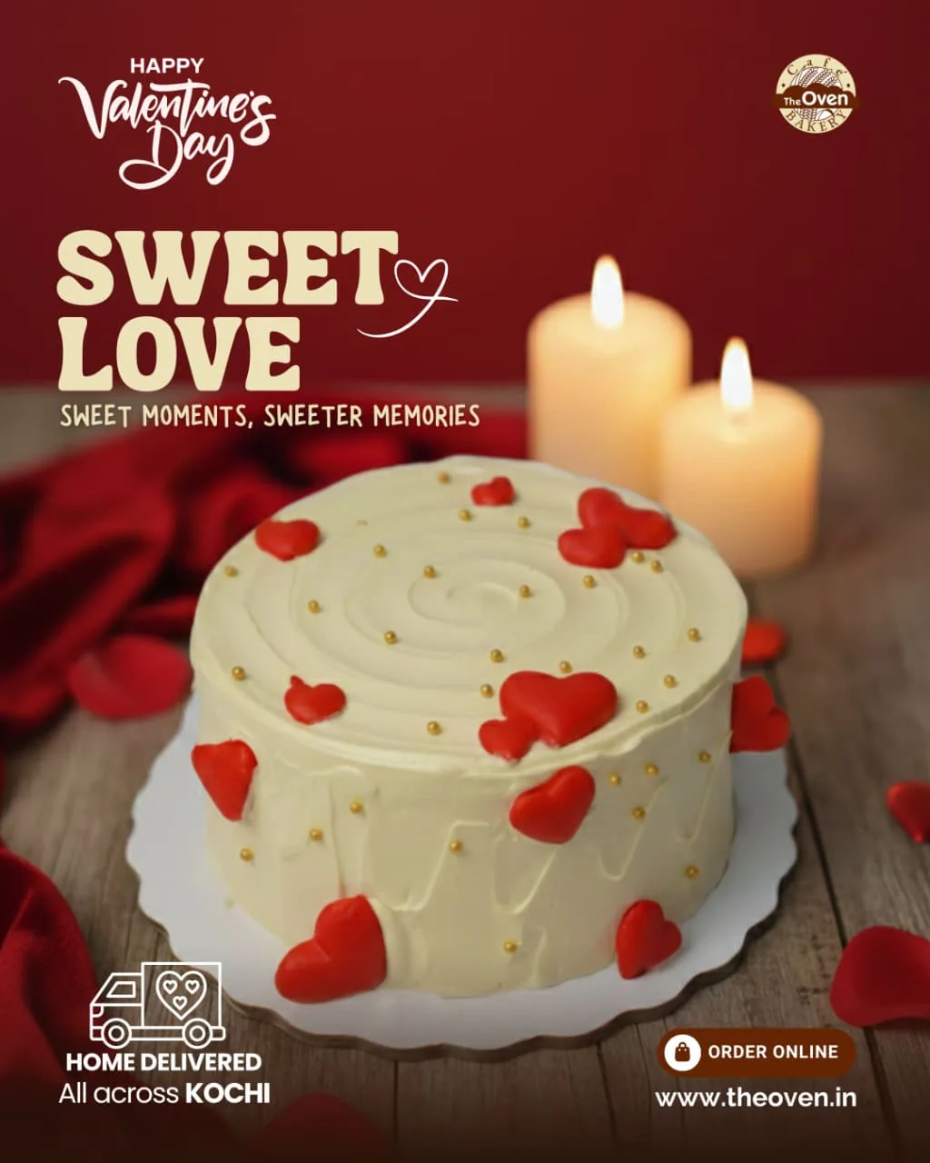 Sweet moments, sweeter memories. ❤️ 

This Valentine’s Day, surprise your favorite person with our Sweet Love Cake. 

Soft, creamy, and made with a whole lot of heart for your sweet celebration. 

Tap the link in bio or visit www.theoven.in to grab yours. 🛵🏠

#TheOven #TheOvenKochi #orderonline #sweetlovecake 

The Oven Cafe & Bakery | Valentine’s Day 2026 | Valentine Cake in Kochi | Valentine’s Day Gift | Cake Shop Kochi Delivery | Valentine Theme Cake