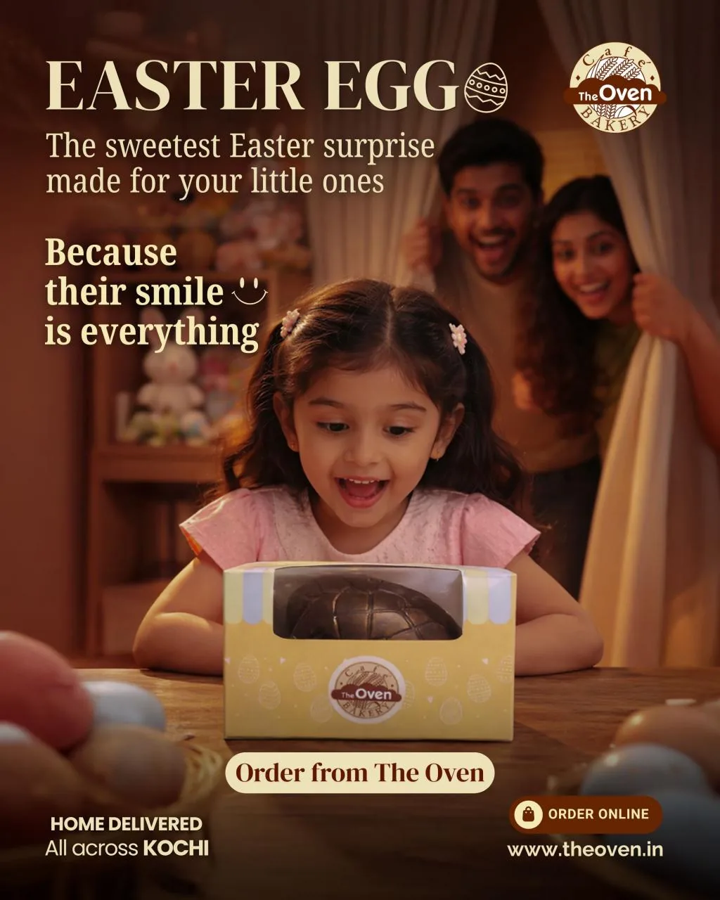 There is no greater joy than watching their eyes light up.

This Easter, give your little ones the sweetest surprise and watch the magic happen. The Oven's handcrafted Easter Egg, made with love for the ones you love. 

✨ Order now at www.theoven.in 
📍 Home delivered across Kochi!

#TheOven #TheOvenKochi #orderonline #easteregg #happyeaster #EasterSpecial

The Oven Cafe & Bakery | Cake Shop Kochi Delivery | Best Cake Shop in Kochi | Cake Shop Near Me | Desserts in Kochi | Handcrafted Easter Eggs | Easter Eggs for Kids in Kochi | Chocolate Easter Eggs for Kids