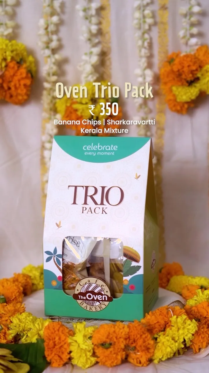 Onam snacking, kept simple. ✨🌸

Introducing the Oven Trio Pack, three timeless Kerala favourites packed into one simple, snackable hamper.

Banana Chips | Sharkara Varatti | Kerala Mixture

Once you start munching, you won’t stop.😊

📞 For Corporate & Bulk Orders: +91 98957 44413

📍 Available at The Oven: DH Road | Marine Drive | Thevara
🌐 Order Online at https://theoven.in/
🛵 Delivered Across Kochi

#theoven #theovenkochi #onamspecial #onamhamper #happyonam

The Oven Cafe & Bakery | Onam Hamper 2026 | Corporate Onam Hamper Order | Premium Hampers | Kerala Onam Delicacies | Cake Shop Kochi Delivery